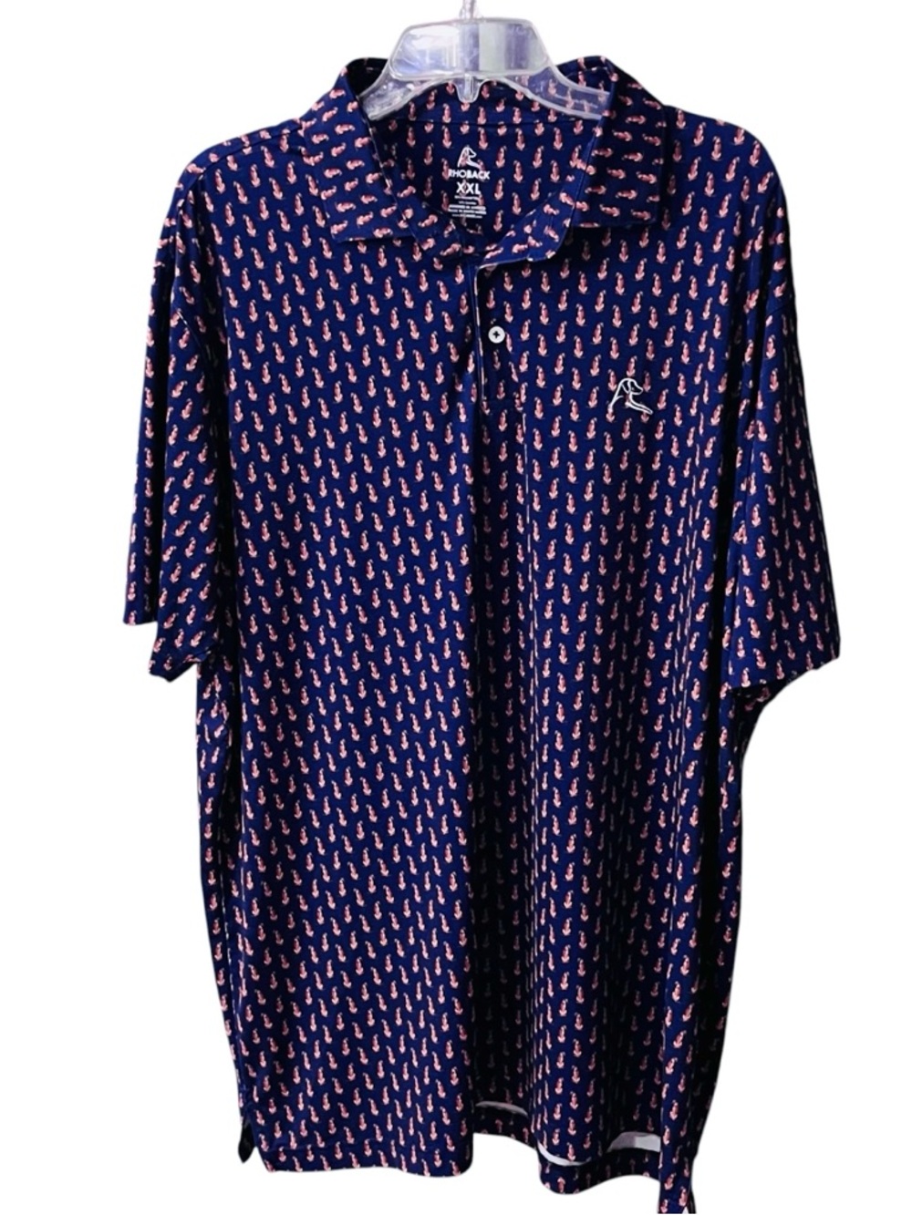 Rhoback The Ridgeback Performance Polo Men’s Sz 2XL UPF 50* Blue/Purple - Picture 2 of 11